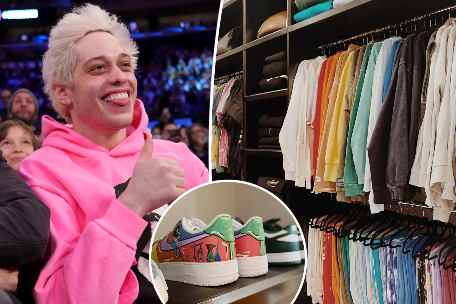 Inside Pete Davidson's massive walk-in closet featuring $2.6K Louis Vuitton  backpack and vintage sneaker collection